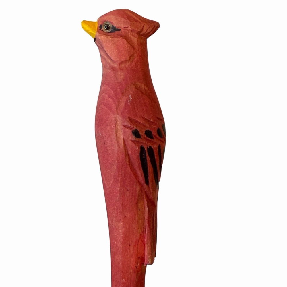 Vintage Hand-Carved Wood Cardinal Bird Letter Opener 7" Folk Art Bird Watcher